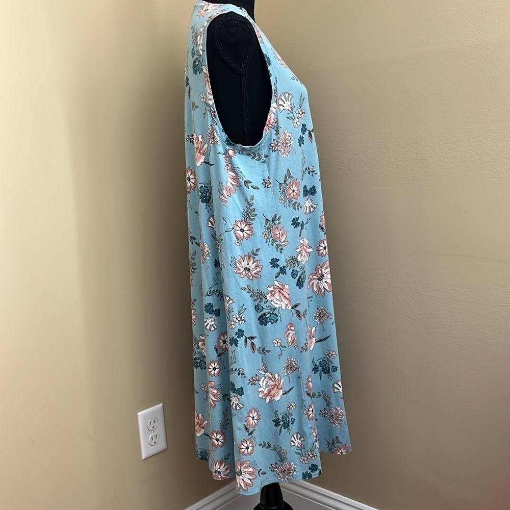 LOFT Tank Dress Floral Print Light Blue Size XL - Picture 3 of 7